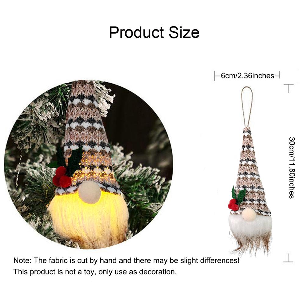 Christmas Tree Ornaments with Lights, 2/5pcs Glowing Plush Gnomes Santa Elf Xmas Hanging Decorations Christmas Hanging Pendant
