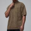 New Button Short Sleeve Men's T-shirt Summer Retro Loose Short Sleeve Men's T-shirt