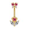 1Pcs  Stainless Steel Zircon Belly Button Ring Butterfly Flower Belly Button Stud Micro-Set Round Belly Button Piercing
