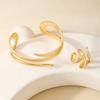 Fashion Temperament Personalized Metal Hollow Line Three-layer Winding Opening Women's Ring Bracelet Set