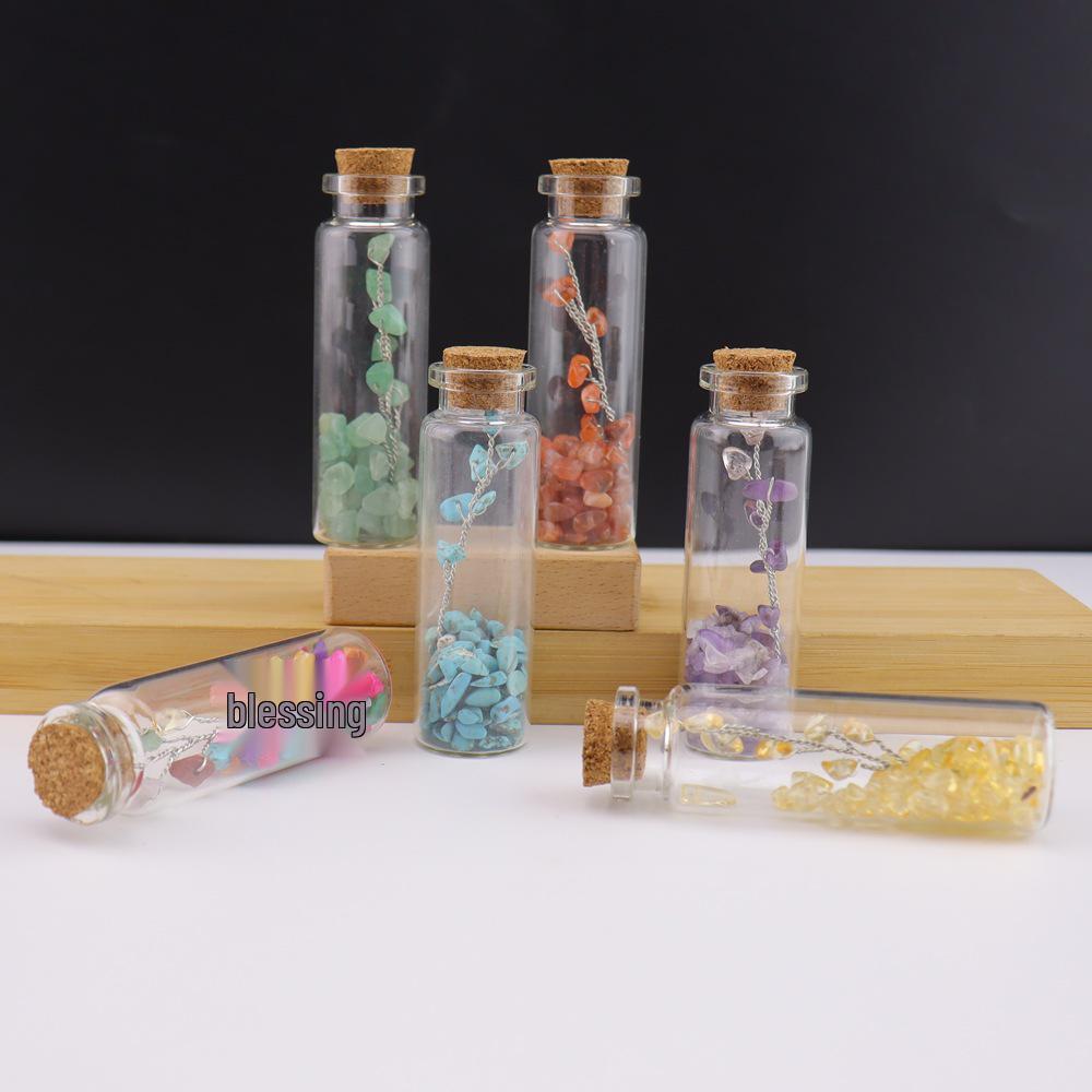 Seven-Color Gemstone Tree in Glass Bottle - Natural Crystal Specimen Craft