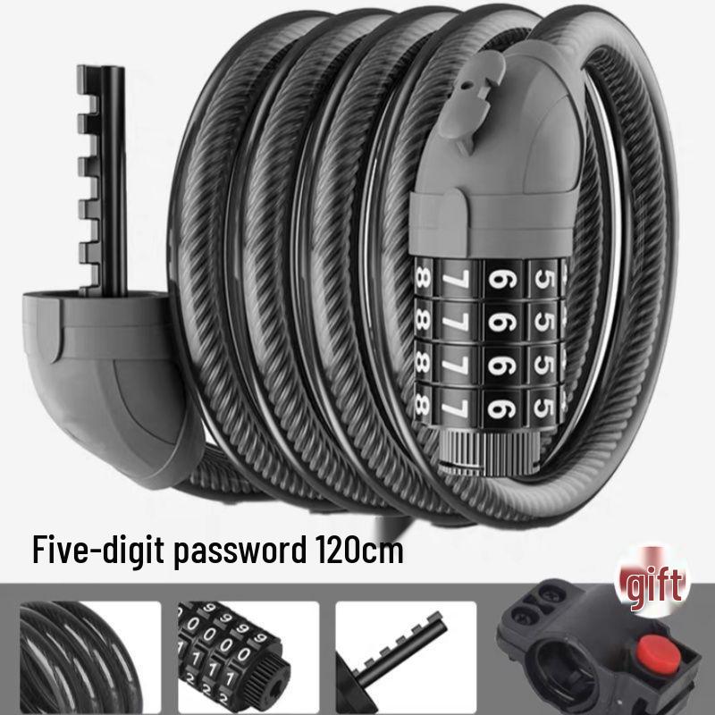 Mountain Bike Anti-theft Combination Lock - Portable Steel Chain Cable Bicycle Lock