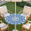 Outdoor Round Table Cover With Geometric Waterproof Elastic Hem Patio Garden Deck