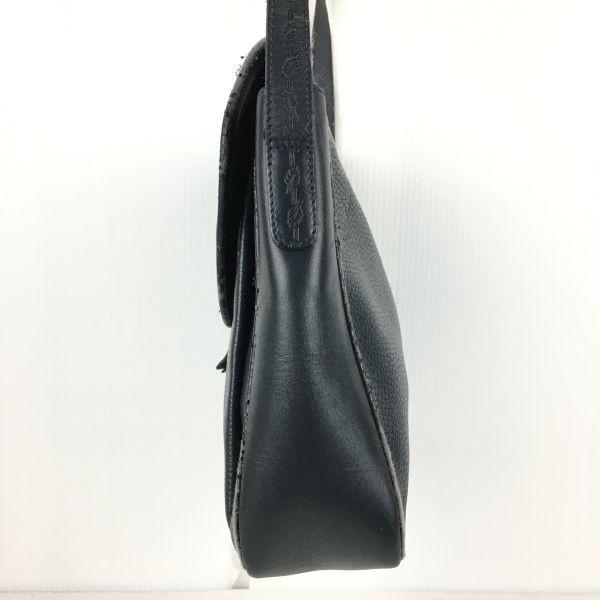 90s Vintage Burberry Leather Shoulder Bag Dark Navy Check Interior(USED)