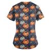 Women's Halloween Printed Loose V-Neck Pocket Short SleevUniform  Uniform