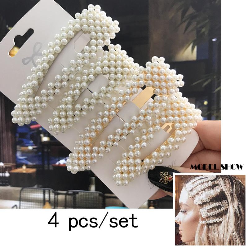 Women Hair Clip Accessories Set Elastic Ponytail Holder Rubber Coil Bands Kids Simulated Pearl Barrettes for Girls Headwear