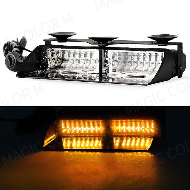 16 LED Strobe Signal Emergency Windshield Warning Beacon Lights Red Blue Yellow Amber White Green Auto Car Accessories