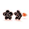 Huian Classic Camellia Flower Stud Earring Delicate Women Accessory  Daily Wearing Party Earring with White/Black Flower Jewelry