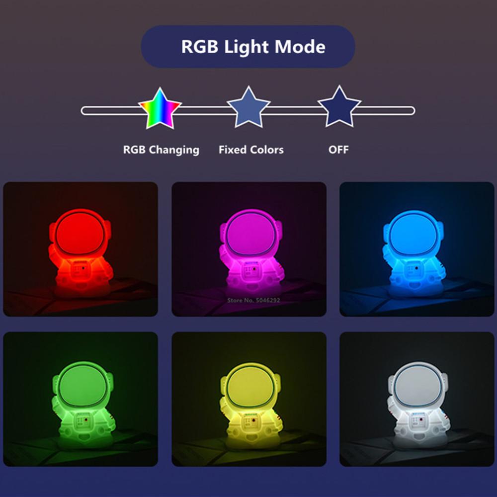 Lámpara de noche de astronauta con sensor táctil, LED RGB, recargable por USB, temporizador, lámpara de mesa de silicona para dormitorio