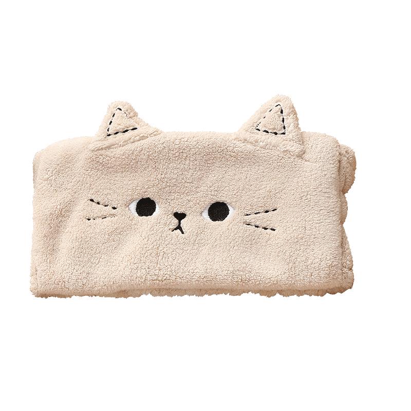 INS Style Cat Ears Face Washing Headband: Cartoon Animal Hair Tie for Girls, Makeup Removal Hair Cover, Coral Fleece Headscarf