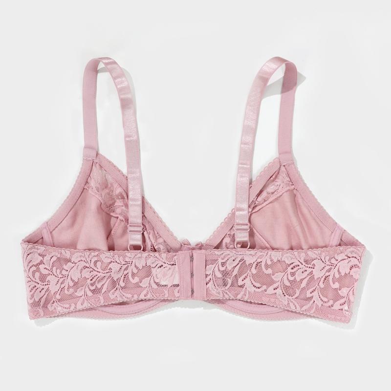 Damen-BH in Übergröße, volle Abdeckung, ultradünn, atmungsaktiv, mit einlagigem Cup, sexy Spitzen-Splice-Bügel, French Romance