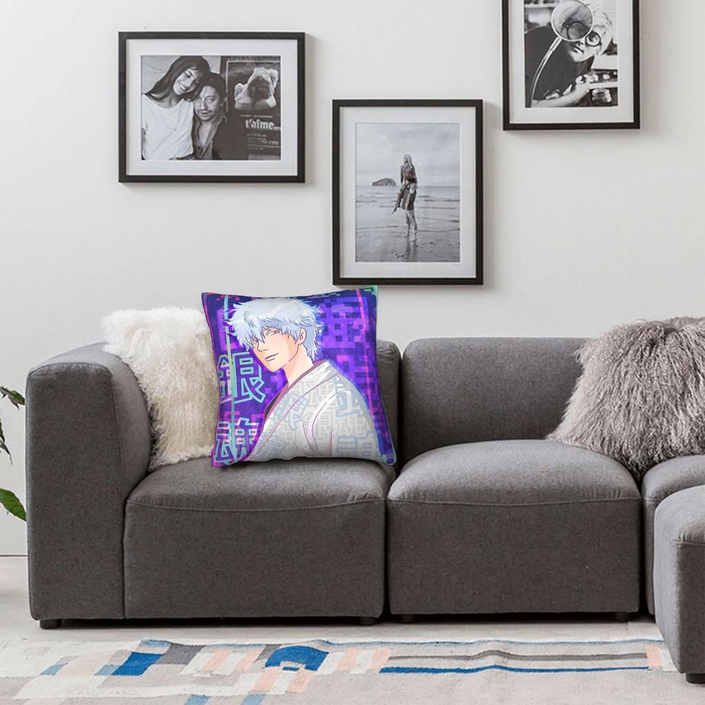 Gintama Pillowcase Printing Polyester Cushion Cover Gift Gintoki Anime Japan Throw Pillow Case Cover Home Zippered 40*40Cm