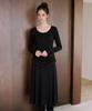 FOLNUA Nocturne Shirring Long Dress (Black)