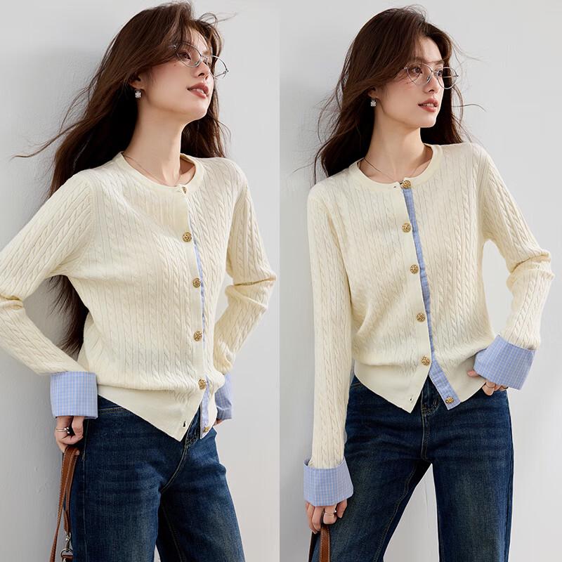 VICTORIA&VERA Women's Faux Two-Piece Cable Knit Cardigan V9016W14