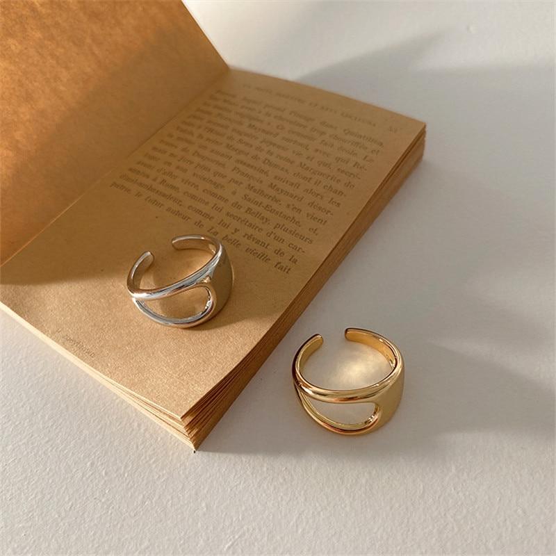 Chic Fashionable Gold Color Color Metalized Rings Women Adjustable Finger Ring Open Finger Party Event Jewelry Rings Korean Chunky EventFashion Finger