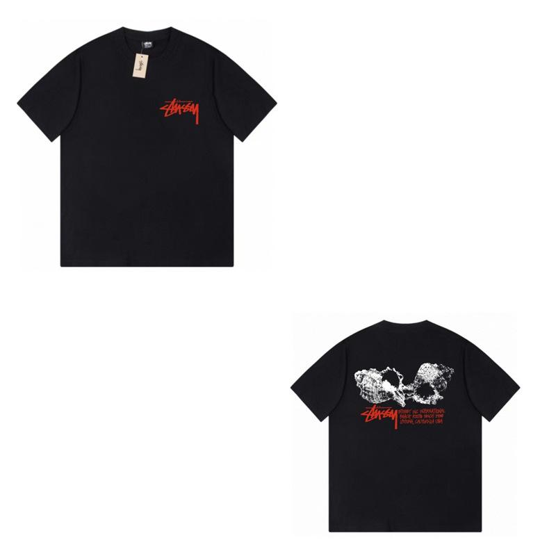 Short-sleeved High-quality Trendy Brand Men's and Women's Loose Cross-border Stu Xi Stu Crew Neck Printed Couple T-shirt with the Same Collection