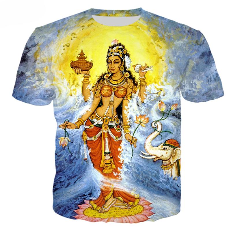 Moda Estiva Nuovi T-shirt Grafiche India Shiva Per Uomo Tendenza Casual Personalità Stampati Oversize Girocollo Manica Corta Magliette Top