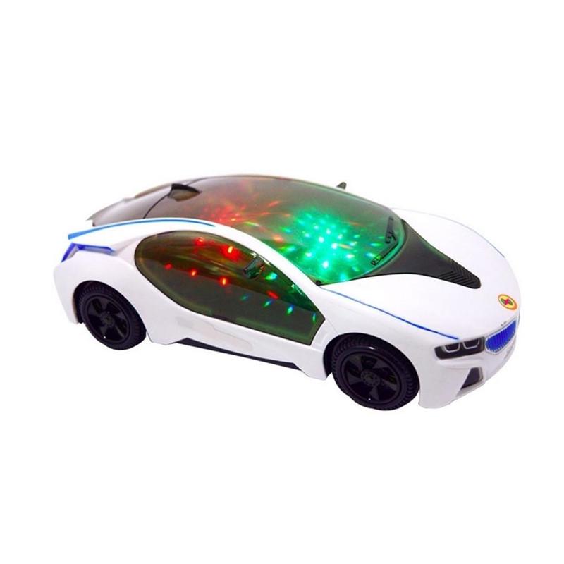 3D LED Blinkande Ljus Billeksaker Musik Ljud Elleksaksbilar Barn