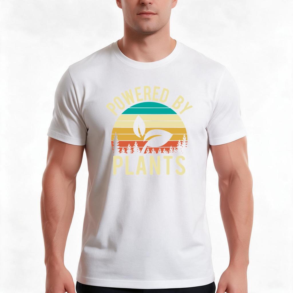 Vintage Sunset Powered By Plants Animal Lover Vicious Vegan Tshirt Summer Casual Cotton Tee Oversized Streetwear Tops