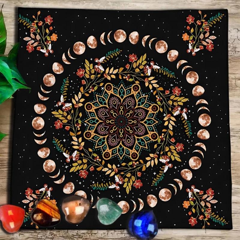 Divinations Tablecloth Moonphases Plant Astrologys Tarot Cards Tablecloth Altars Cloth Divinations Board Game Accessory