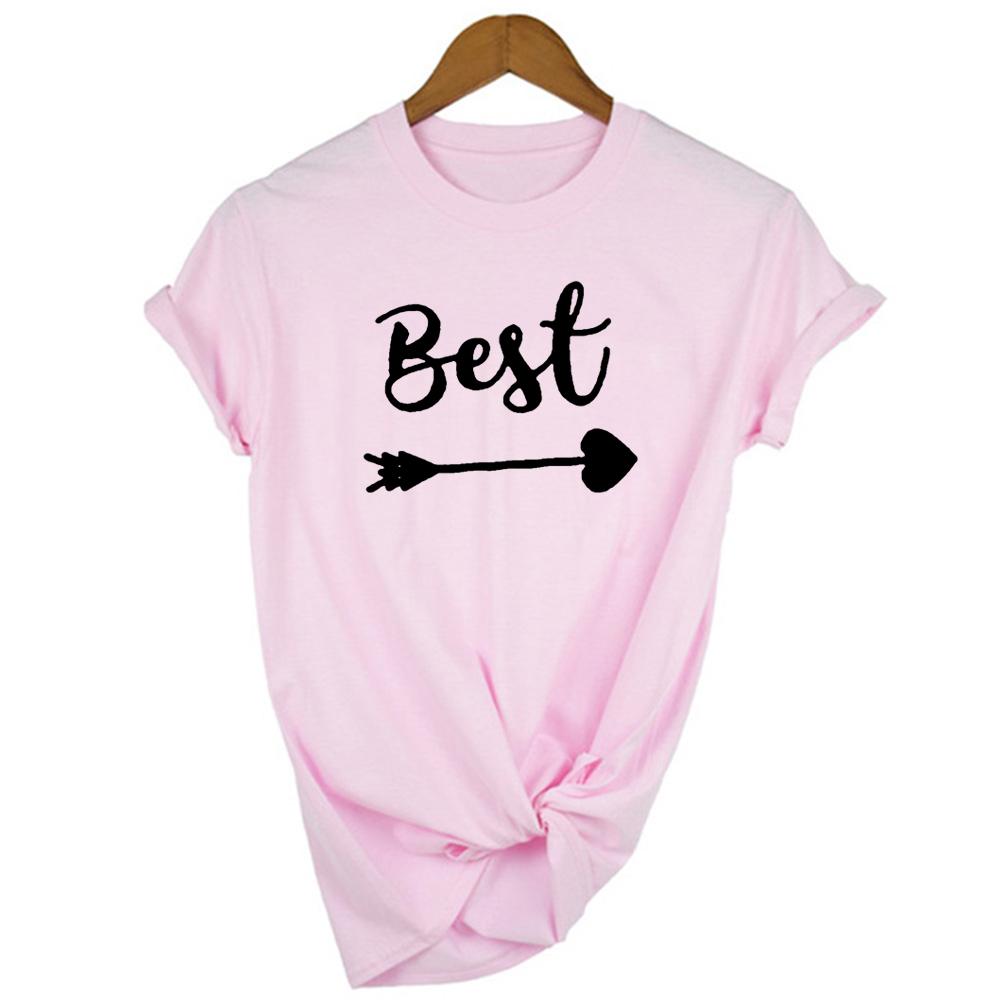 1Pcs Best Friends T Shirt Women Summer Short Sleeve Round Neck Sister Bff Friend Gift Top
