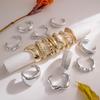 Geometric Irregular CCB Gold and Silver Bracelet, Hip Hop Exaggerated Jewelry Bracelet Set Female
