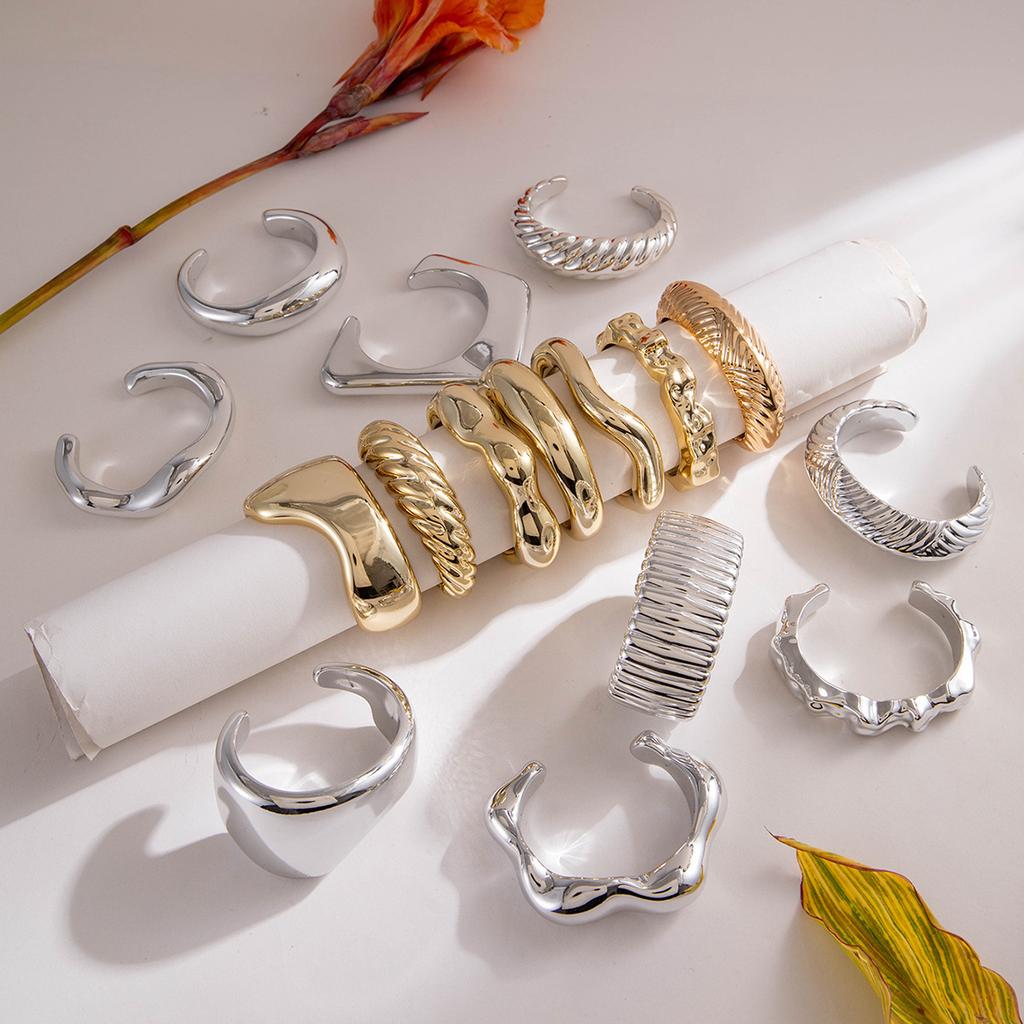 Geometric Irregular CCB Gold and Silver Bracelet, Hip Hop Exaggerated Jewelry Bracelet Set Female