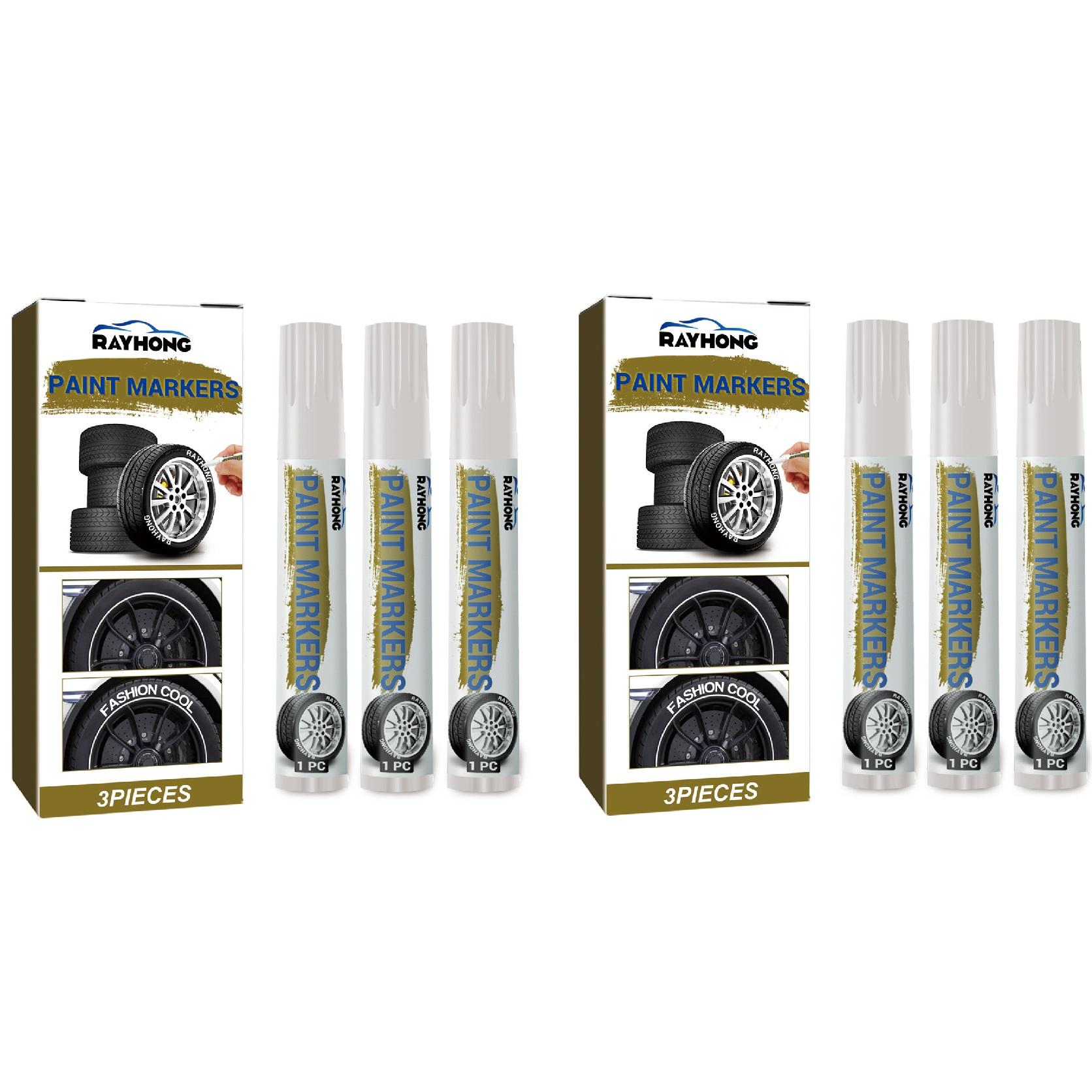 3/6/12 stuks Witte Verf Pen Marker Waterdicht Auto's Velg Olieachtige Markeerpen Auto Rubberen Band Verf Pen Permanente Verf Marker Graffiti