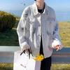 Spring and Autumn Graffiti Tie-Dye Denim Jacket Men's Design Loose Hong Kong Style Handsome Black Gown Jacket