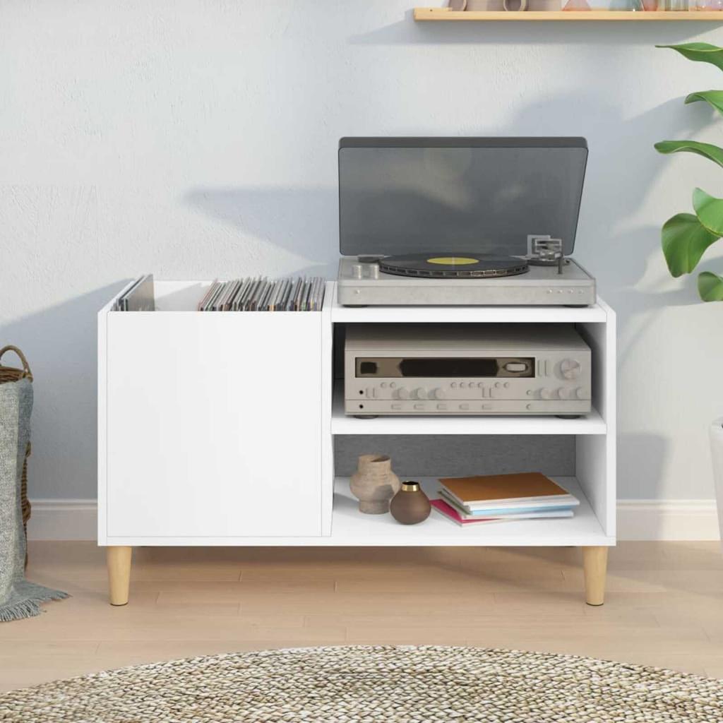 Wohnzimmer-Bücherregal Mit Abtrennung Und Stauraum, CD-/Plattenregal Mit 2 Offenen Regalen, Runder Aprikosenboden, 84,5 X 38 X 48 Cm