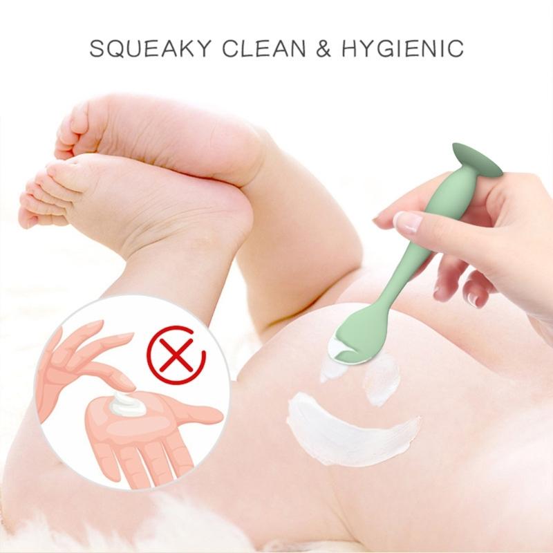 Snadno čistitelný aplikátor krému na opruzeniny pro miminka, silikonová škrabka, špachtle pro péči o zadeček se sací základnou pro postavení