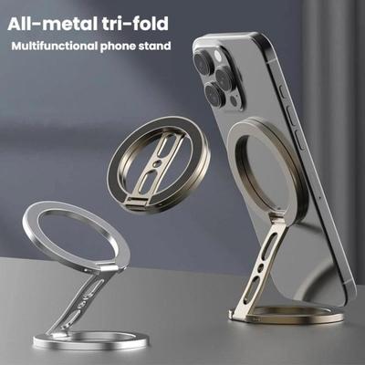 Fully Foldable Multi-Function Dual Magnetic Phone Metal Stand
