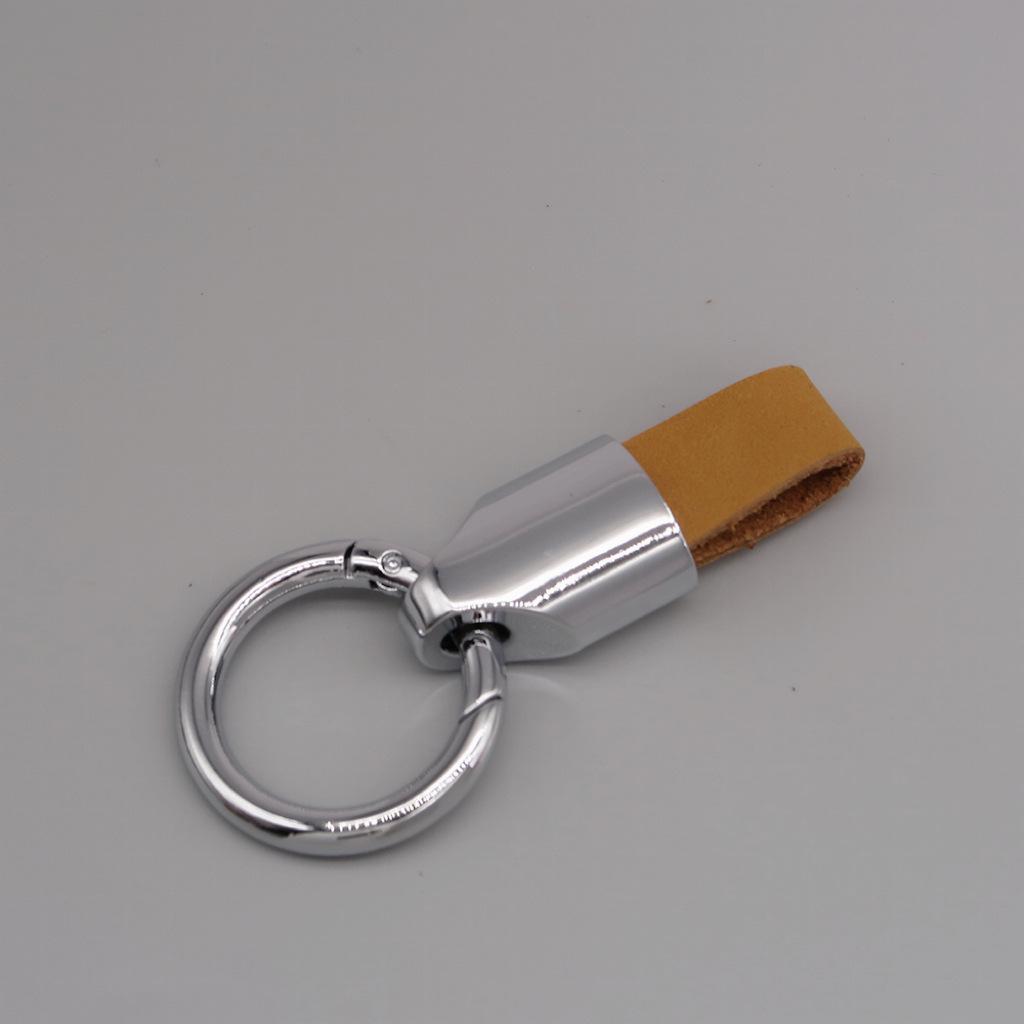

Luxury Frosted Leather Car Keychain with Laser Logo Pendant