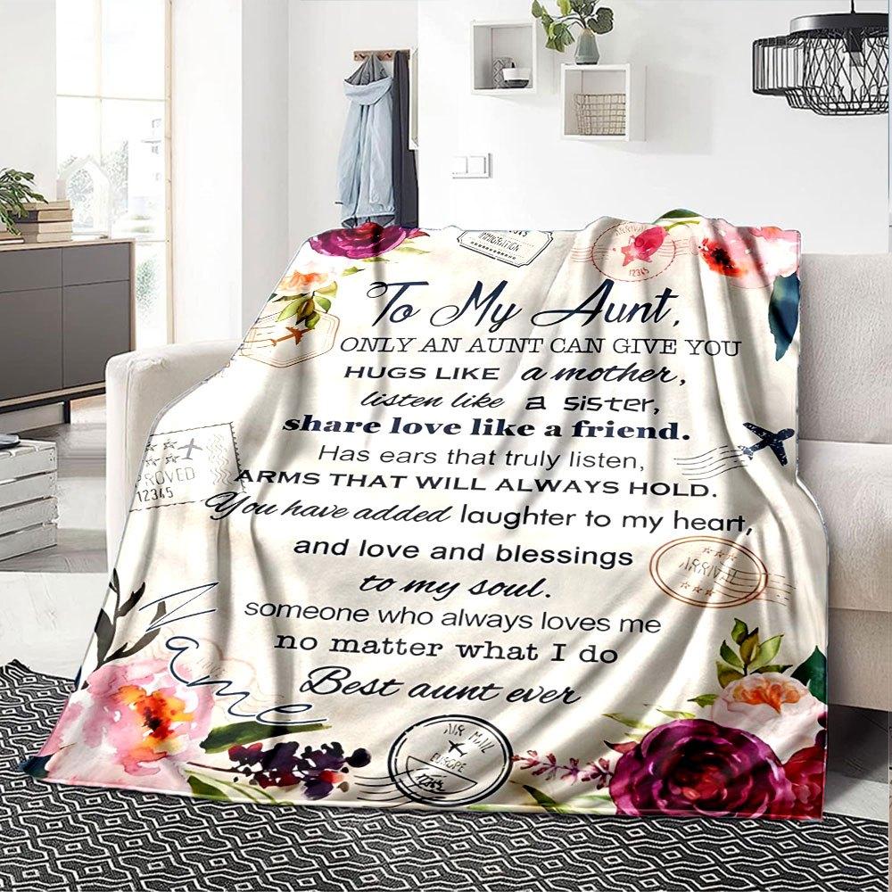 Customized Name Blanket For My Aunt Soft Comfortable Lightweight And Multifunctional Suitable For Picnics Sofas Offices Beds And Living Rooms The
