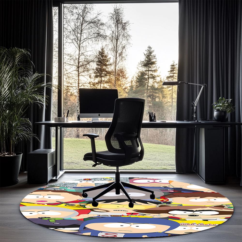 South Park Printed Round Rug Carpet Chair Rug Area Rug Entryway Doormats,for Office Chair Living Room Bedroom Kitchen Room.