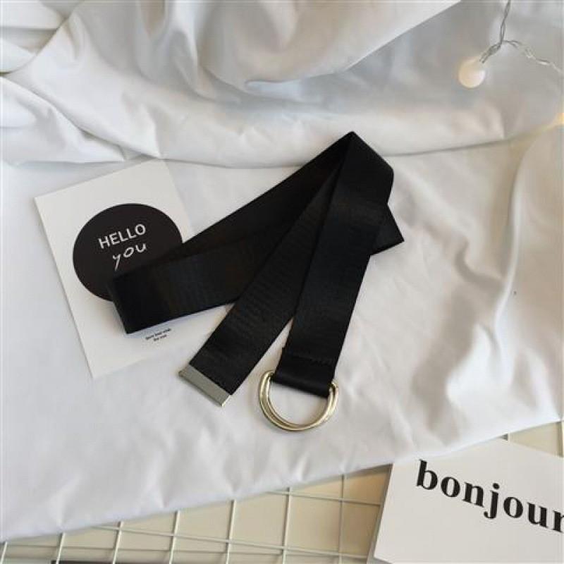 Stylish Korean Candy Color Canvas Double Ring Buckle Long Waist Belt For Men And Women