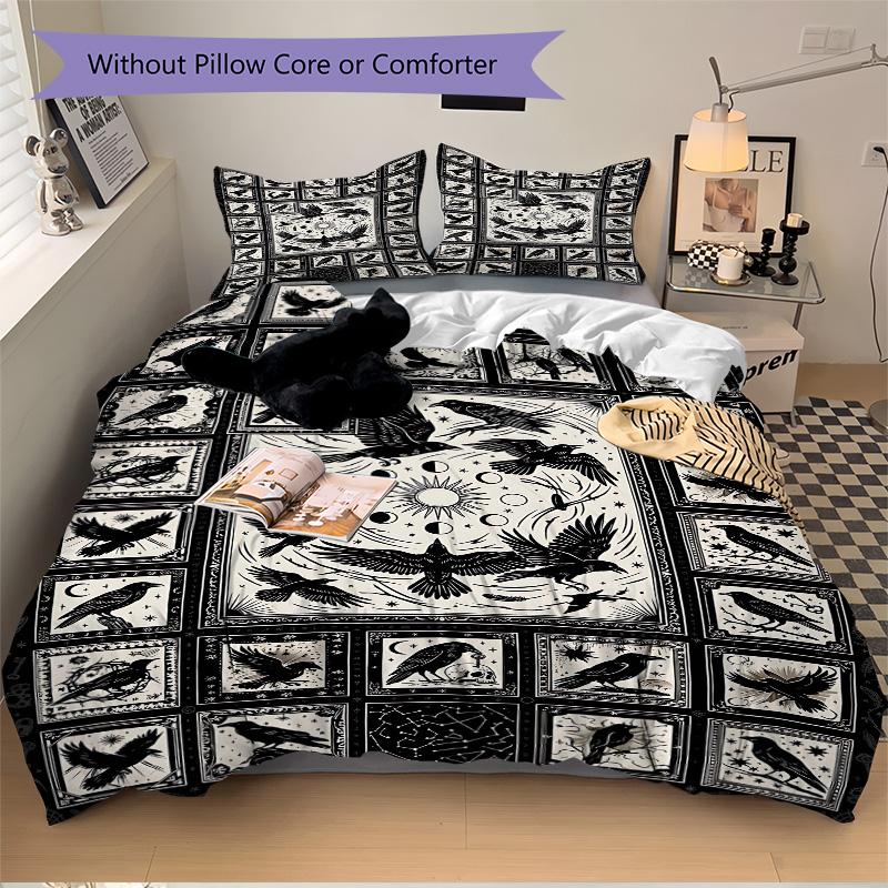 Raven Crow Art Print 3Pcs Bedding Setduvet Cover With 2 Bedropillowcase Home Birthday Gift