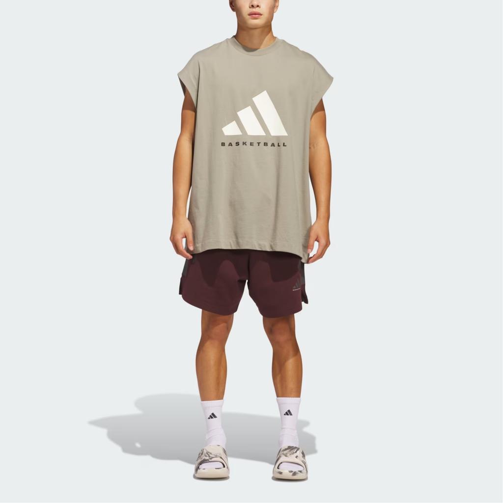Adidas Basketball Logo Loose Sleeveless Breathable T-Shirt Unisex Tops Nude-Beige JD6135