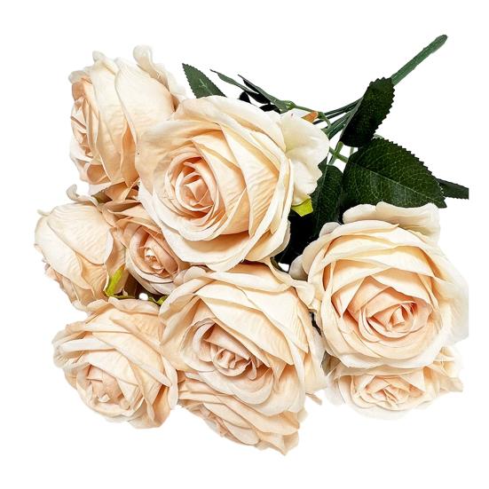 Simulated Roses Bunch Realistic Artificial Roses Faux Rose Bundle with Bendable Stems for Home Decor Parties Weddings Flower Arrangements