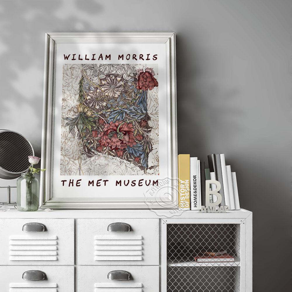

Скандинавский плакат выставки Уильяма Морриса в Метрополитен-музее, Уильям Моррис Цветочный винтажный арт, Холст с растительным узором, Домашний декор для стен без рамы 21*30cm No Frame