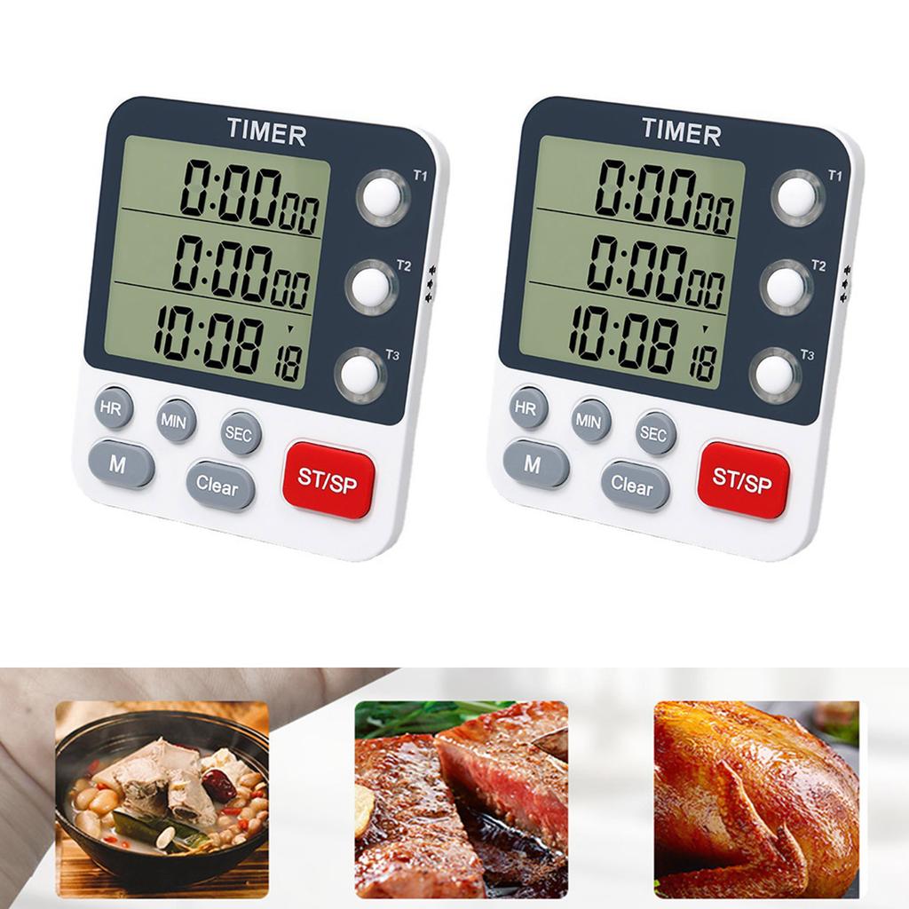 3-kanałowy cyfrowy timer wielofunkcyjny 3-kanałowy timer z funkcją pamięci przenośny do kuchni, laboratorium i sportu