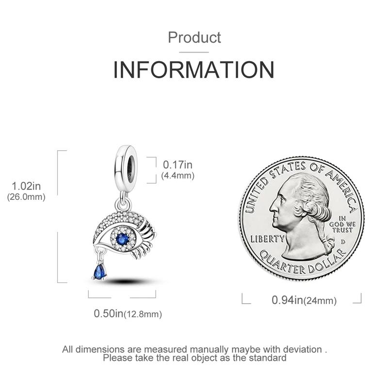 Charm Bead Charms copper Plated Sea Element Eyes Blue Tear Pendants Compatible With Charm Bead Charms Authentic Bracelets Bead Charms Women Jewellery