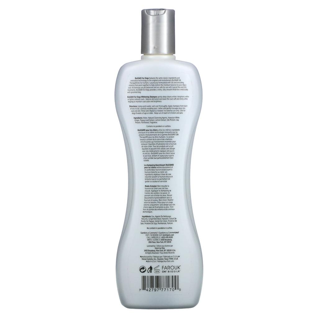 BioSilk Silk Therapy, Whitening Shampoo for Dogs, 12 Fl Oz (355 Ml)