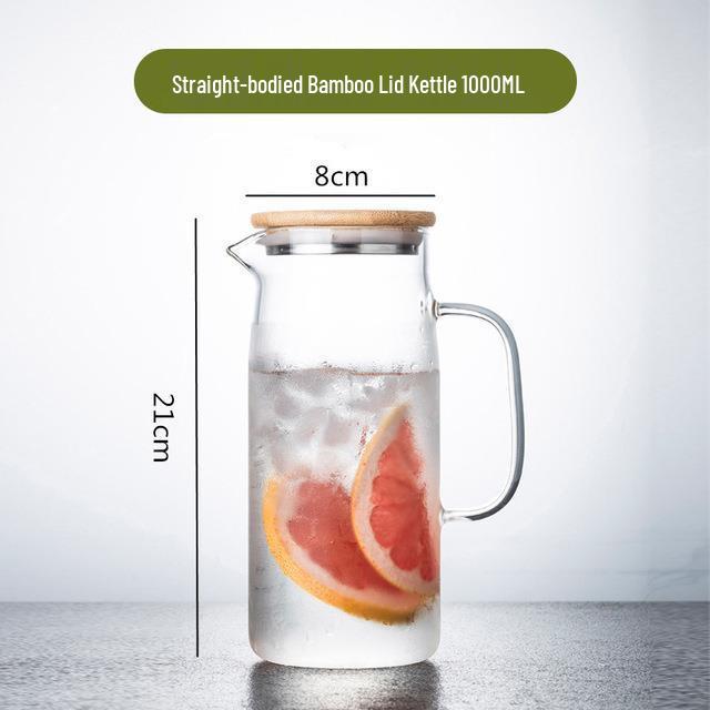 Heat-Resistant Glass Pitcher - Large Capacity Lemon Water Kettle & Mug Set