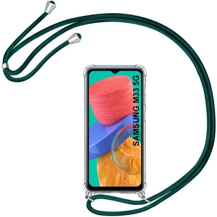Coque de protection - BOOLING - pour Samsung Galaxy M33 5G - TPU Transparent - Coin Renforcé - Cordon Vert Nuit