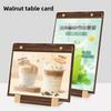 1PC Transparent Panel Price Display Board Walnut Wood Base Restaurant Tent Sign Holder Signs With Metal Finish Dinner A4 A5 A6