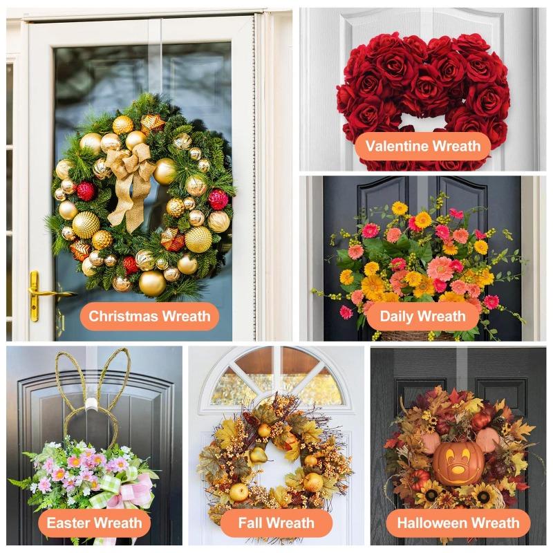 Christmas Front Door Hook 38cm Nail-Free Metal Ornament Long Hook Halloween Single Hook Decorative Garland Door Hanger