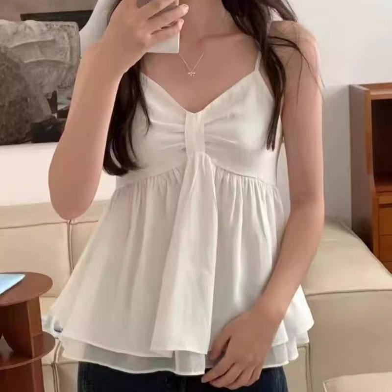 Sweet Suspender Hot Girl Vest Design Bow Short Chic Top Trendy