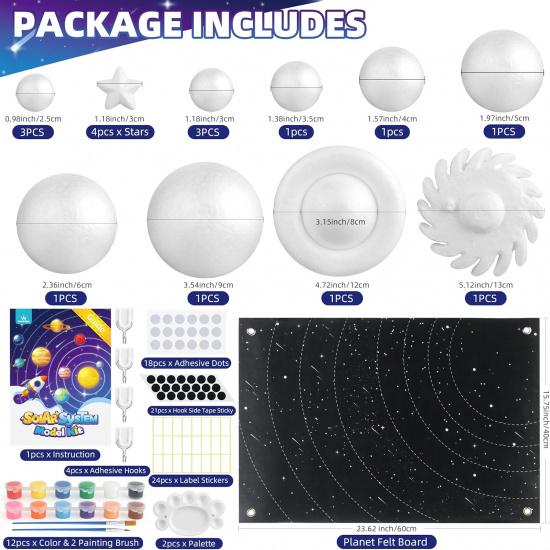 Набор для проекта «Солнечная система» для детей, Набор-модель Солнечной системы для детей, Обучающий школьный проект по науке о космосе и планетах из пенопластовых шариков и фетра