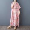 Summer Vacation Style V-neck Retro Cotton and Linen Dress